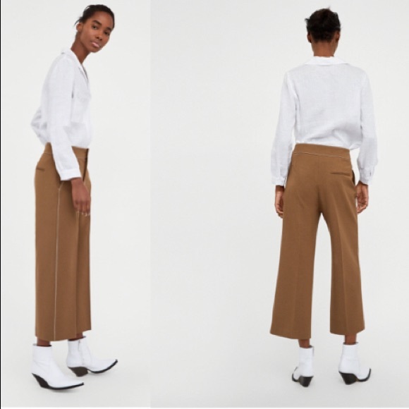 Zara Pants - ZARA WOMAN Stitched Wide Leg Crop Pant NWT SZ M